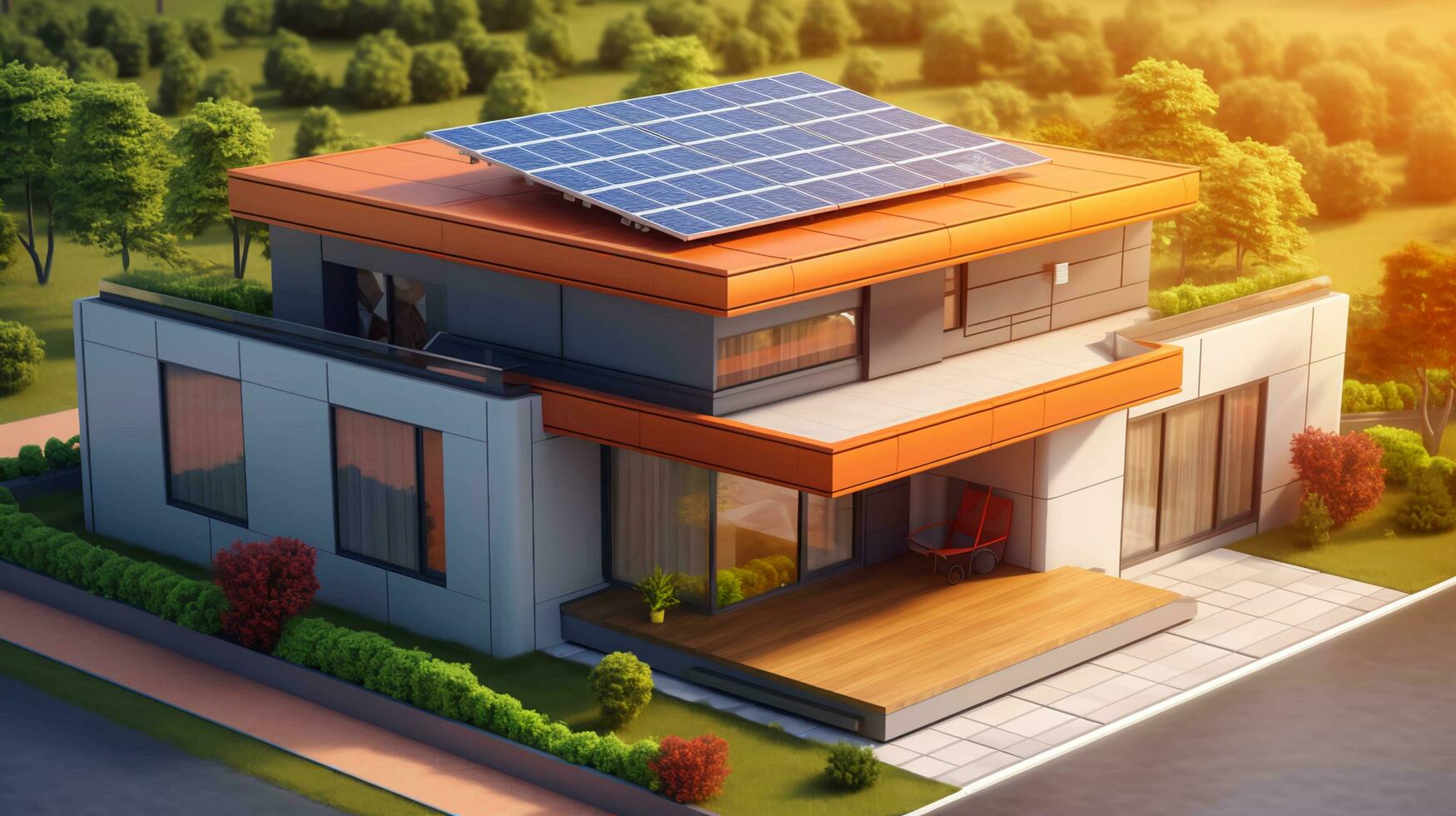 Clever Zuhause von das Zukunft mit Solar- Tafeln. Konzept von Grün Energie von das Zukunft. ai generiert foto