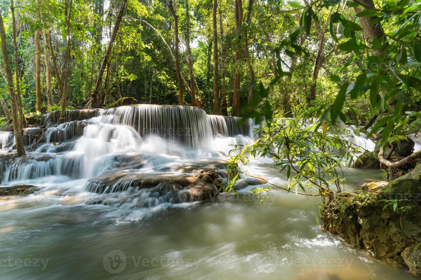 schöner Wasserfall, Waldhintergrund, Landschaft foto