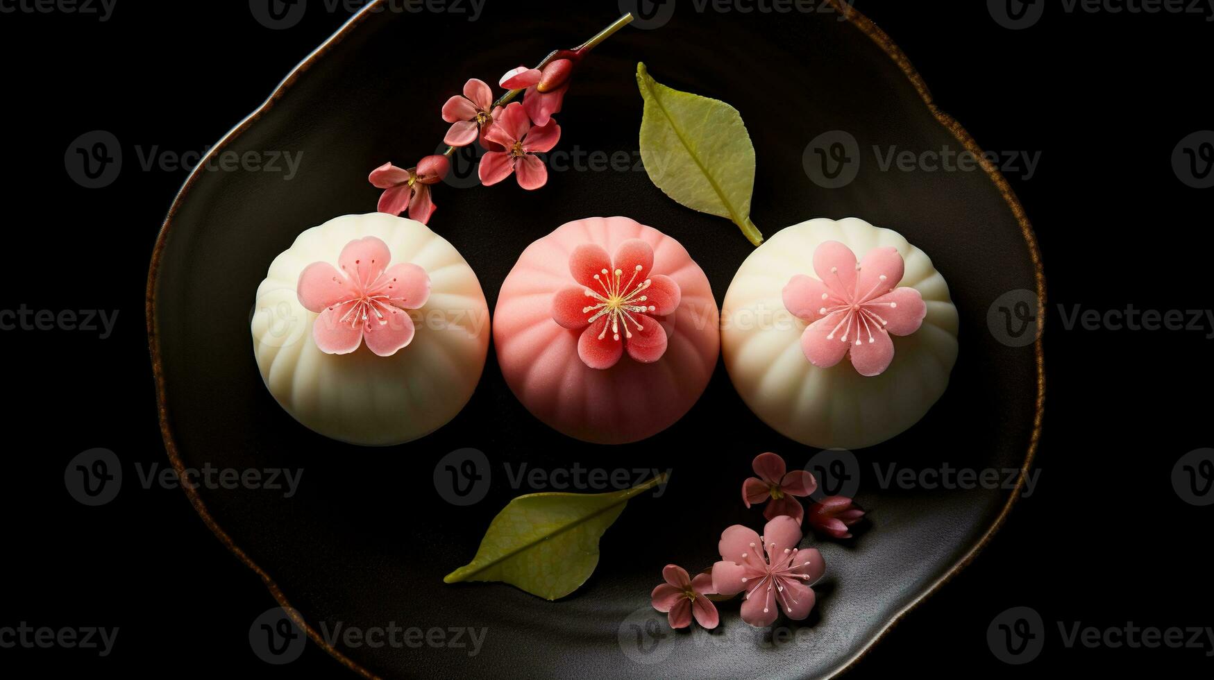 generativ ai, japanisch traditionell Süßwaren Kuchen wagashi, verschiedene Typen von Süßigkeiten foto