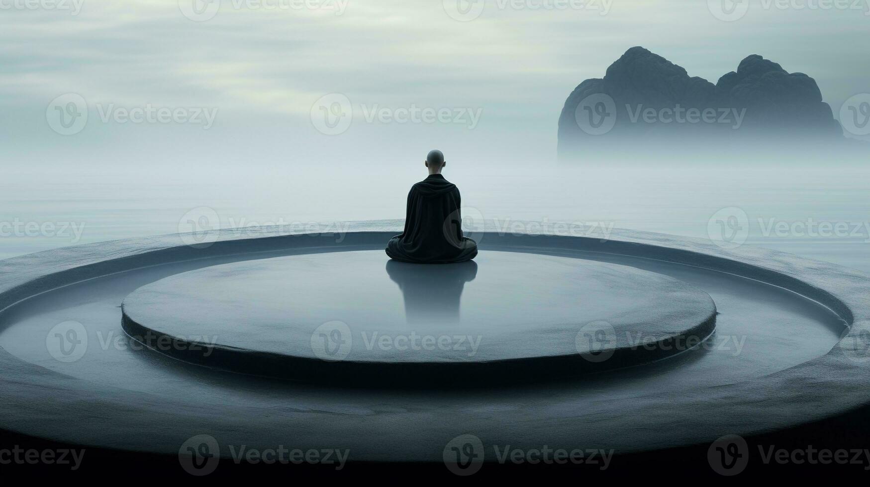 generativ ai, Zen Garten, hypnotisch einfach Illustration, Ruhe entspannen und Meditation Konzept foto