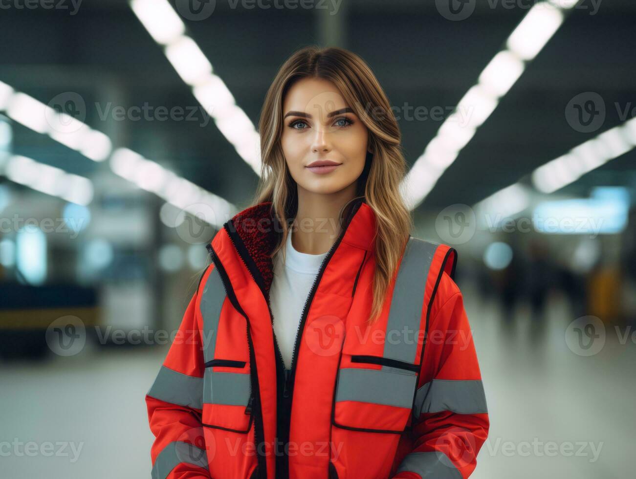 Foto Schuss von ein natürlich Frau Arbeiten wie ein Konstruktion Arbeiter ai generativ