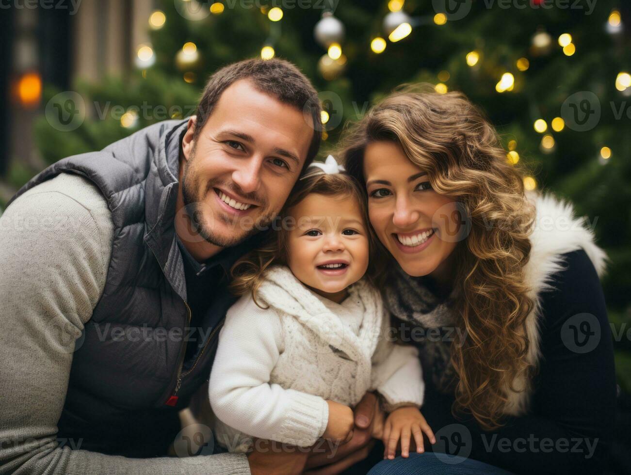 das Familie genießt feiern Weihnachten Vorabend zusammen ai generativ foto