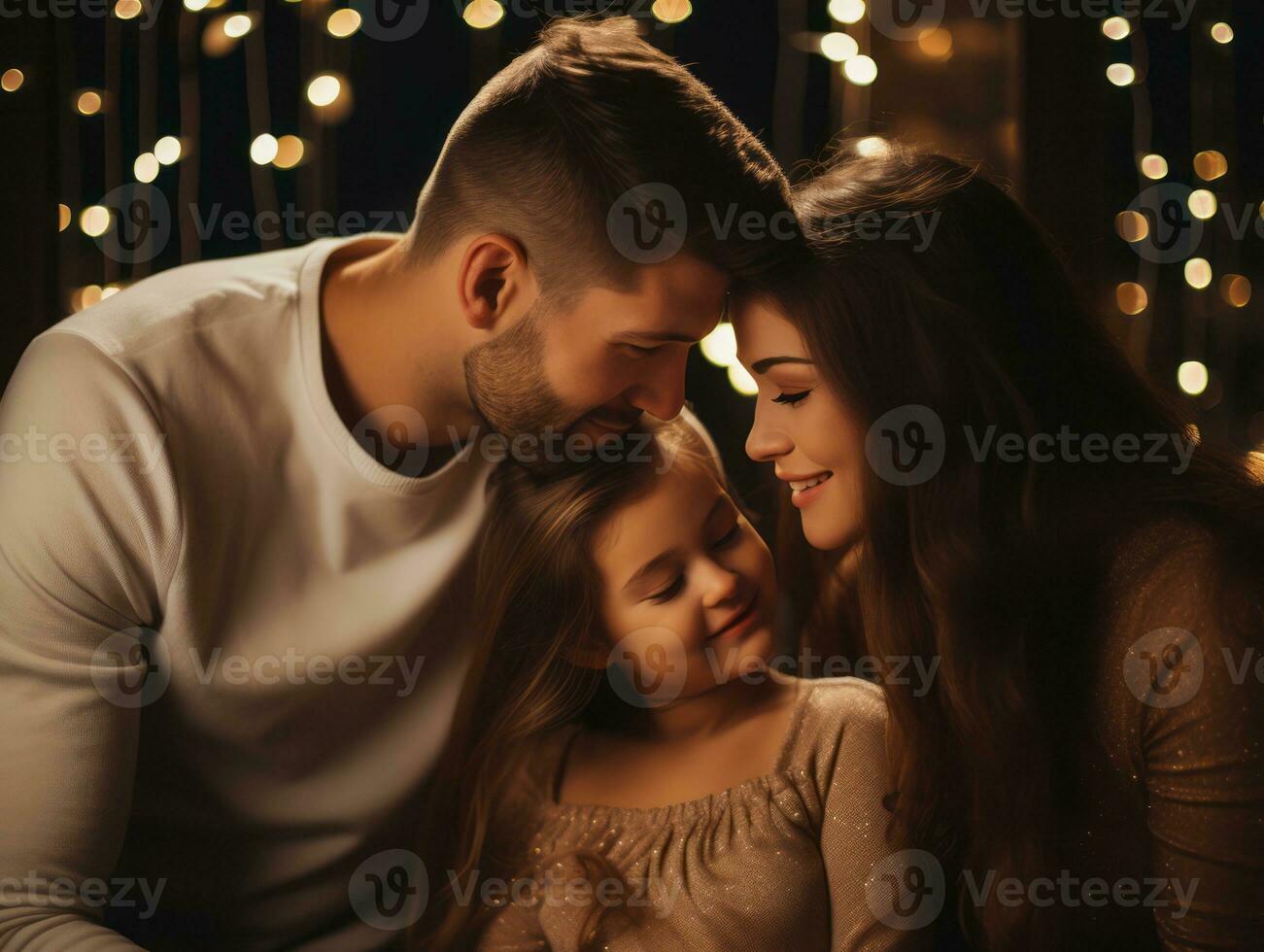 das Familie genießt feiern Weihnachten Vorabend zusammen ai generativ foto