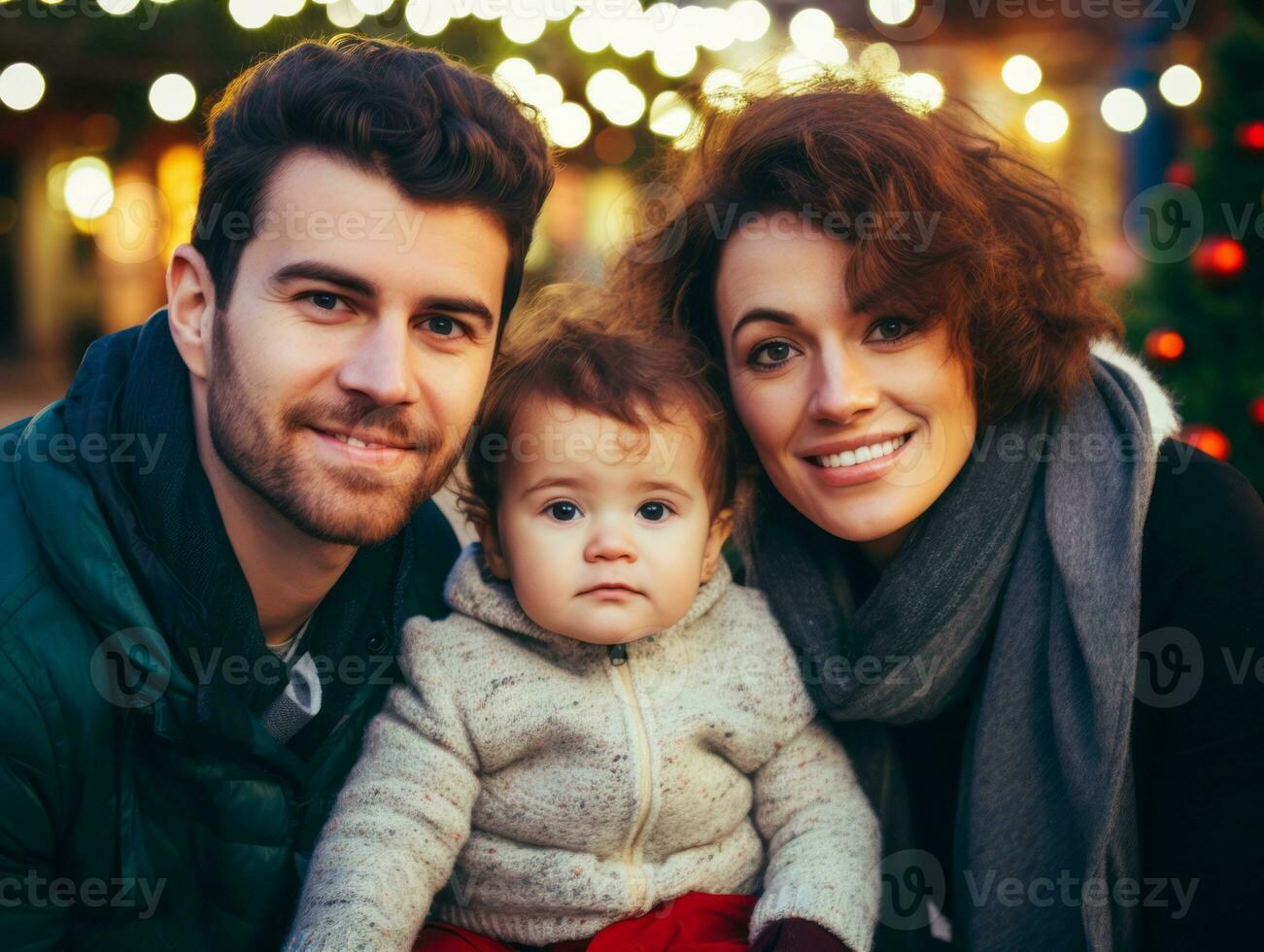 das Familie genießt feiern Weihnachten Vorabend zusammen ai generativ foto