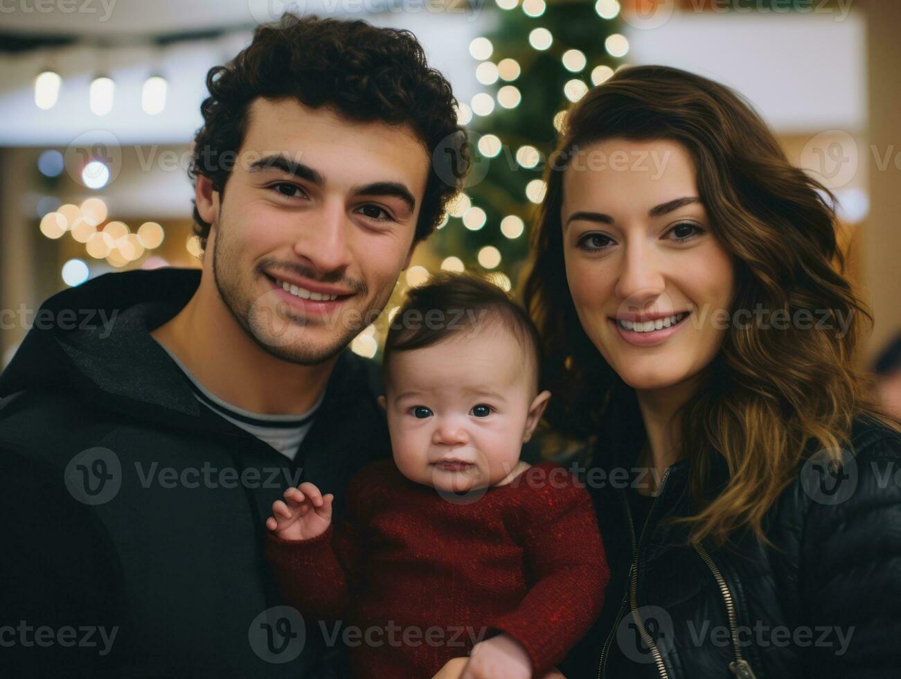 das Familie genießt feiern Weihnachten Vorabend zusammen ai generativ foto