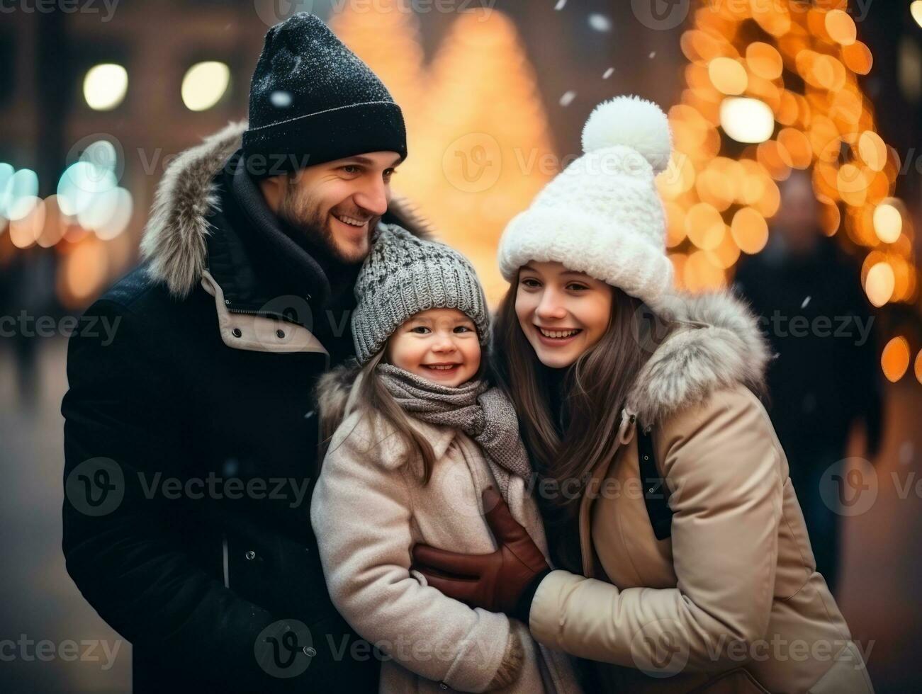 das Familie genießt feiern Weihnachten Vorabend zusammen ai generativ foto