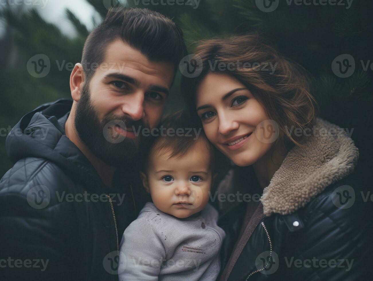 das Familie genießt feiern Weihnachten Vorabend zusammen ai generativ foto