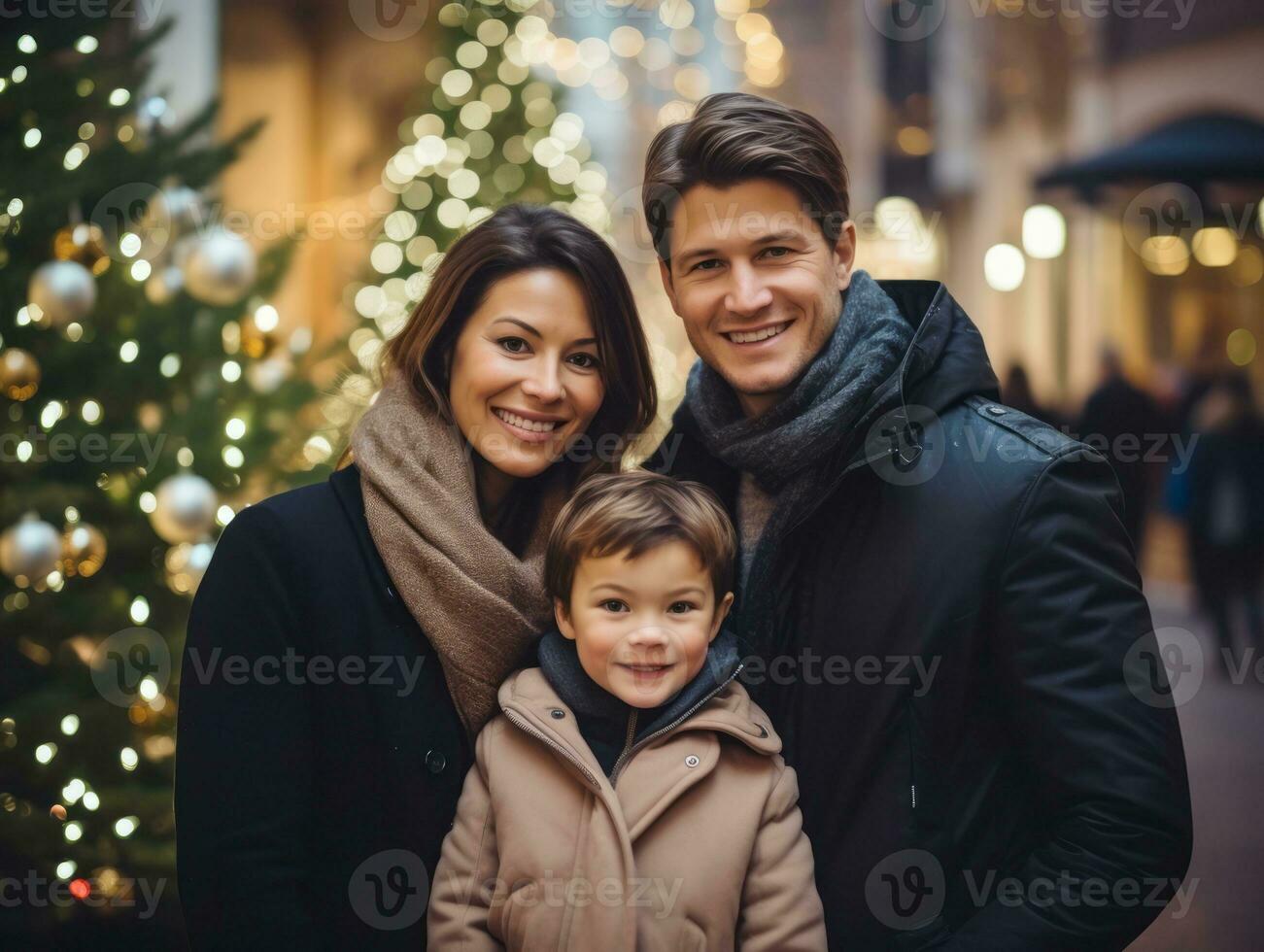 das Familie genießt feiern Weihnachten Vorabend zusammen ai generativ foto