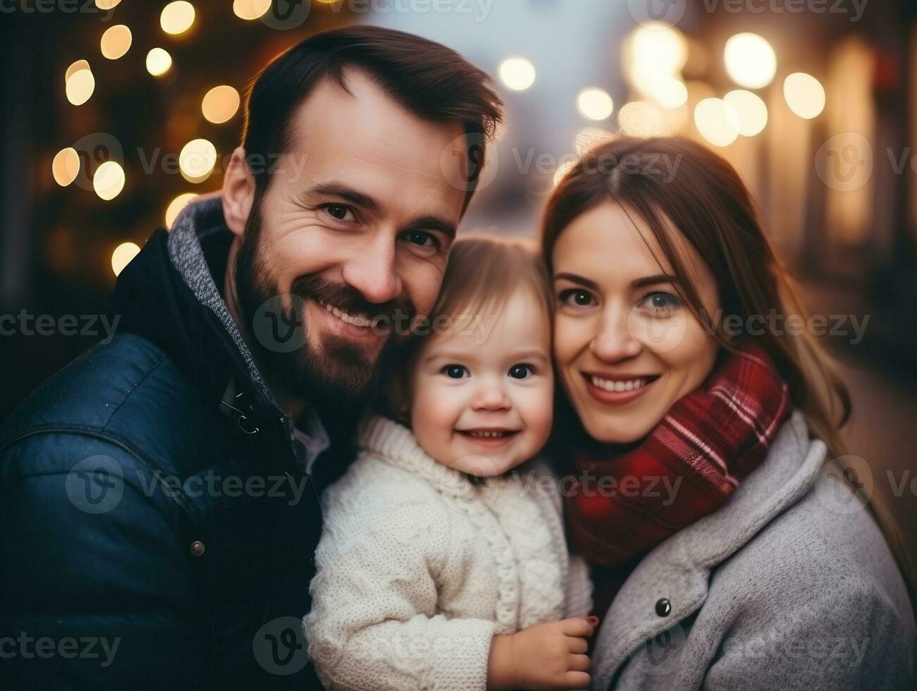 das Familie genießt feiern Weihnachten Vorabend zusammen ai generativ foto