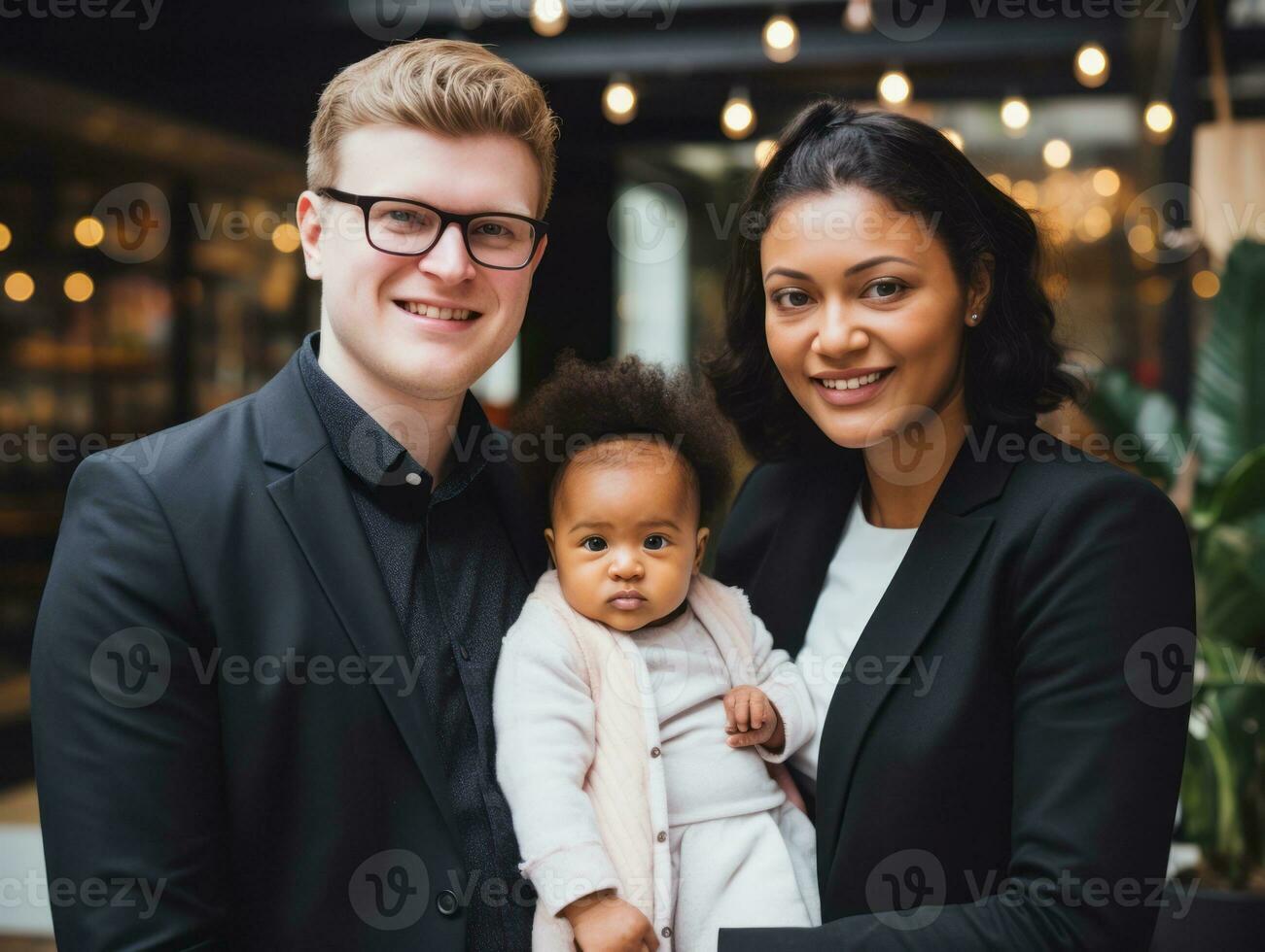 das interracial Familie genießt feiern Weihnachten Vorabend zusammen ai generativ foto