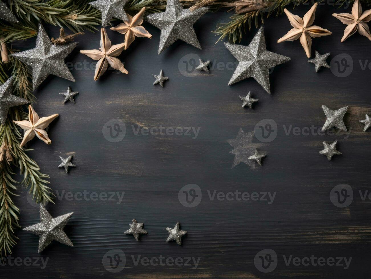 Weihnachten Komposition mit Kopieren Raum Bokeh Hintergrund ai generativ foto