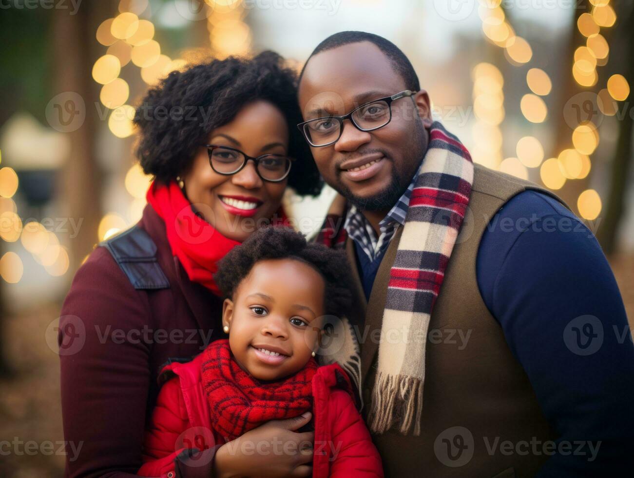 das afrikanisch amerikanisch Familie genießt feiern Weihnachten Vorabend zusammen ai generativ foto