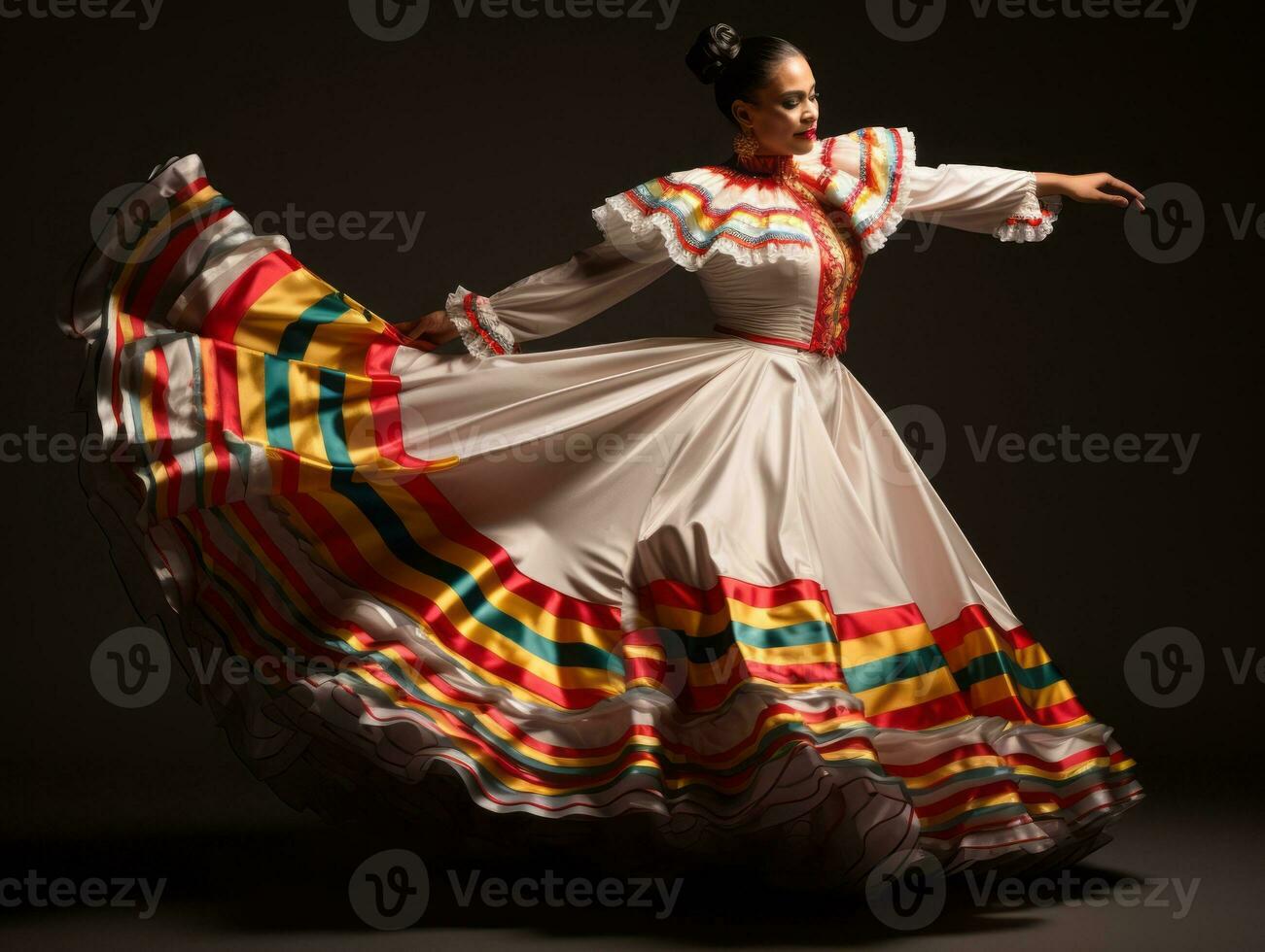 40 Jahr alt Mexikaner Frau im spielerisch Pose auf solide Hintergrund ai generativ foto