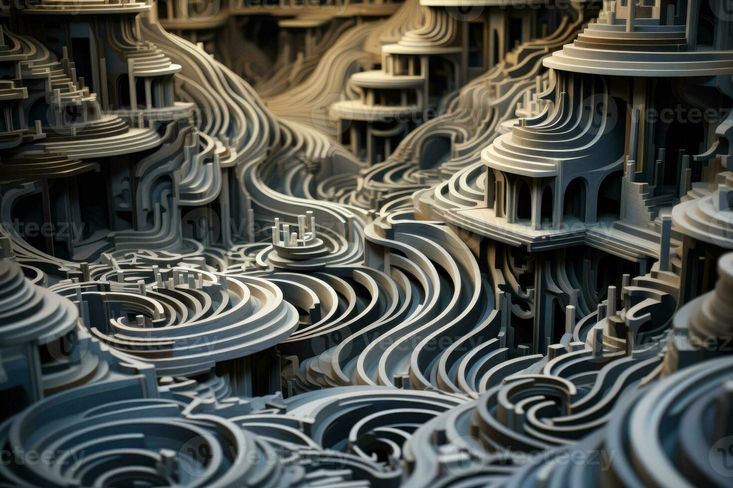 verdrehte fraktal Labyrinthe spiralförmig in absurd Komplex noch fesselnd Maße foto