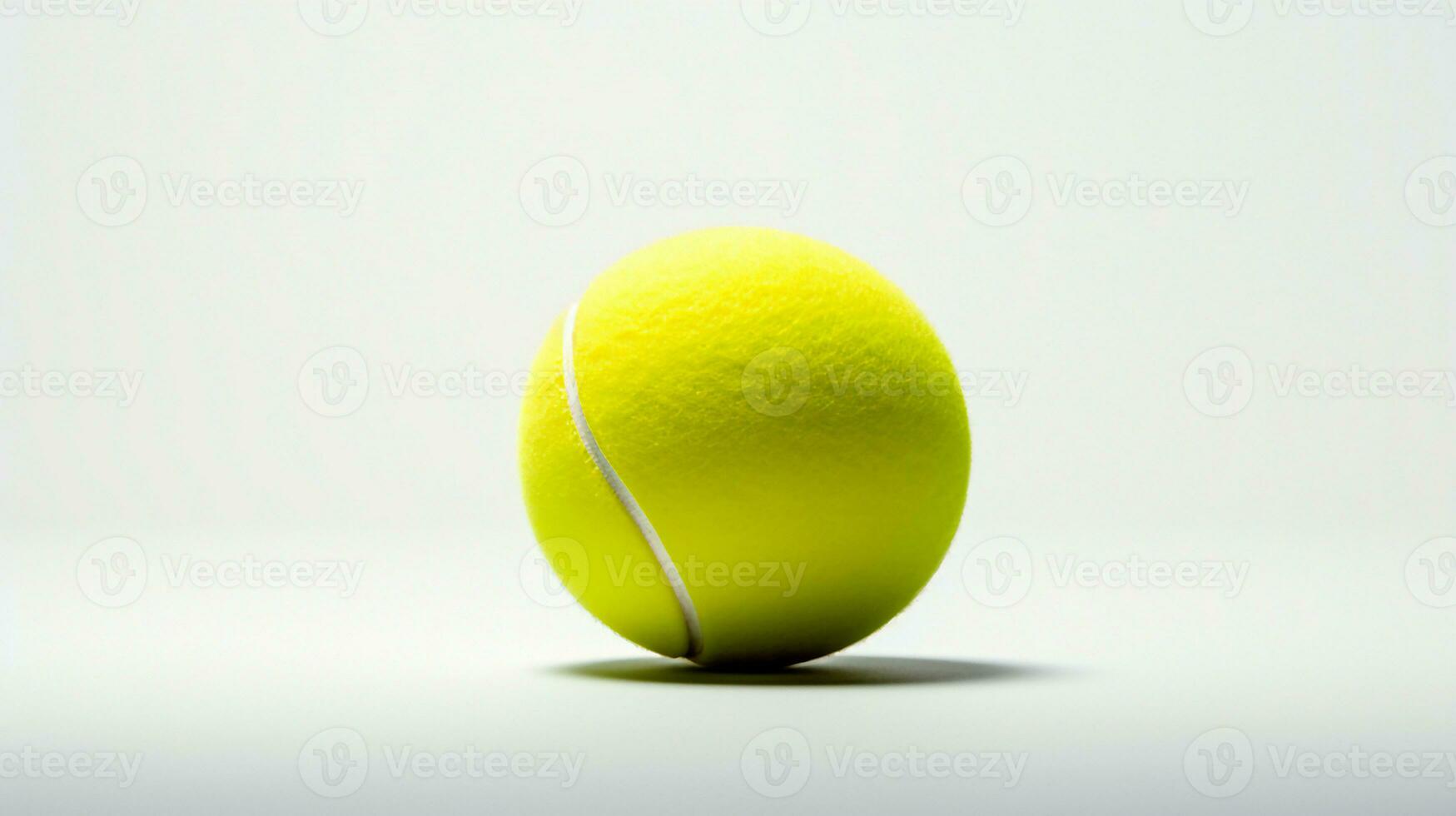 ein Tennis Ball ist gezeigt auf ein Weiß Oberfläche ai generativ foto