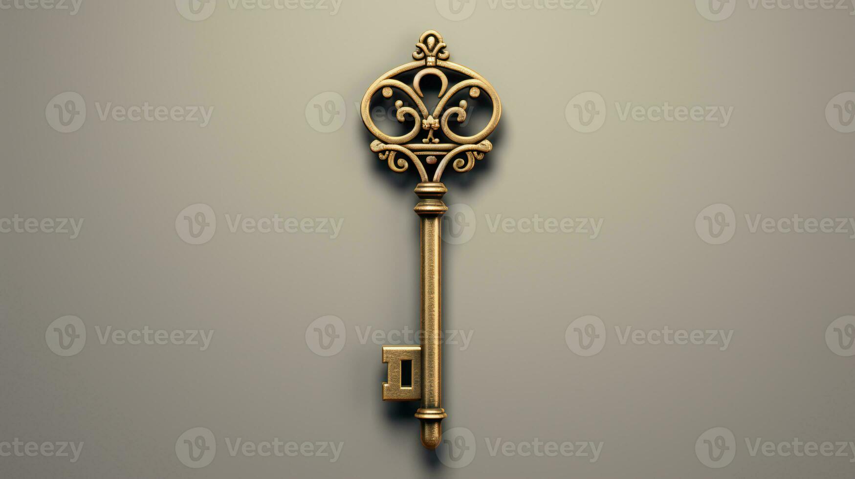 ein alt Schlüssel mit ein Gold Design auf es ai generativ foto