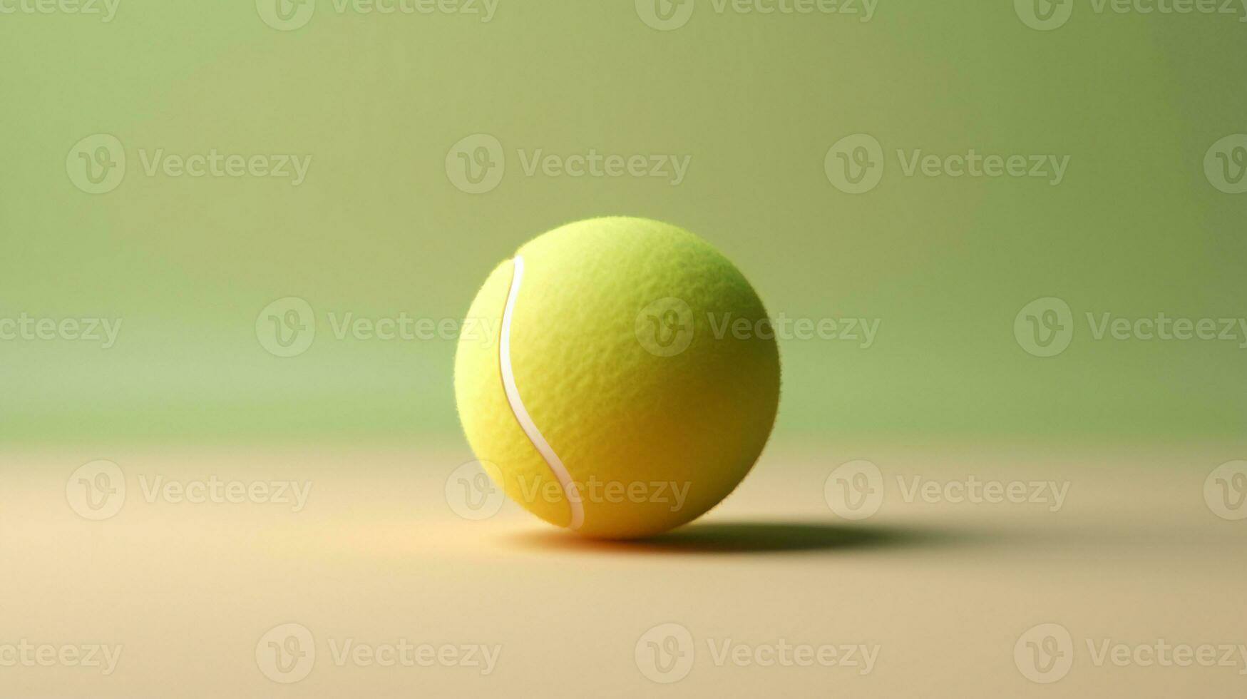 ein Tennis Ball auf ein Grün Oberfläche mit ein Gelb Ball ai generativ foto