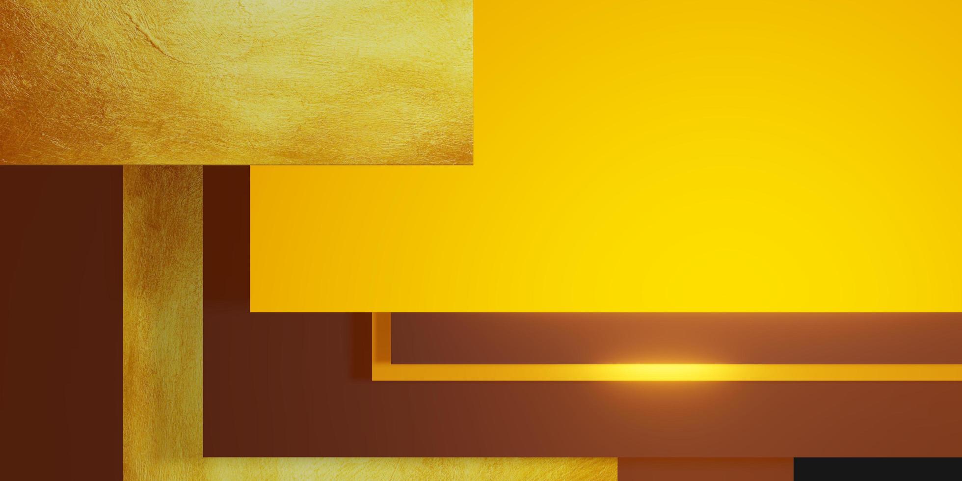 Blattgold Textur Hintergrund schwarz und gelb Rahmen Bodenniveau elegante kraftvolle 3D-Darstellung foto