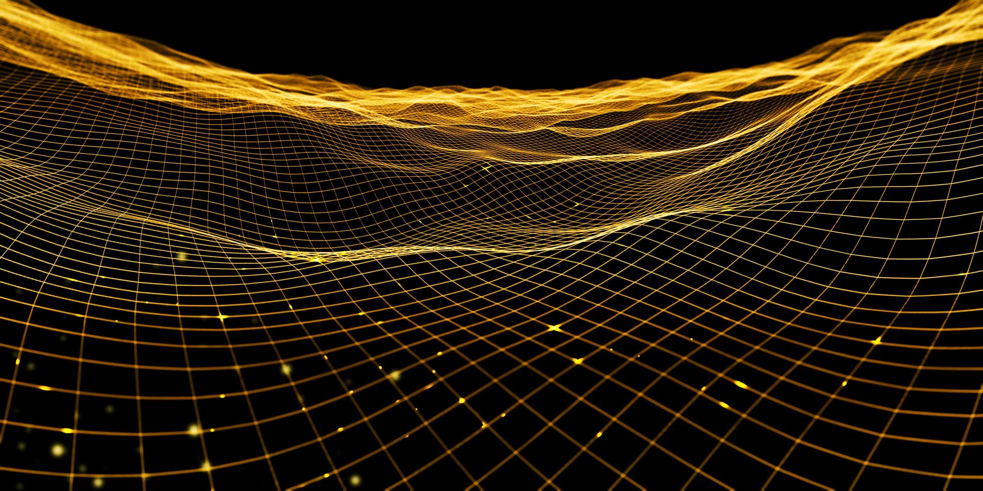 abstrakte Wellengitter Neonfarbe Mesh Lichteffekt 3D-Darstellung foto