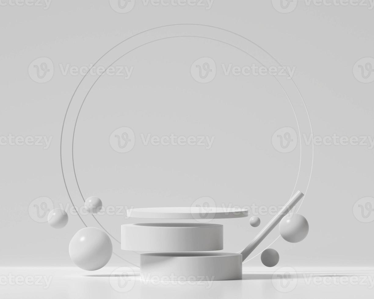 abstrakte weiße Podiumsplattform für Produktpräsentation 3D-Rendering foto