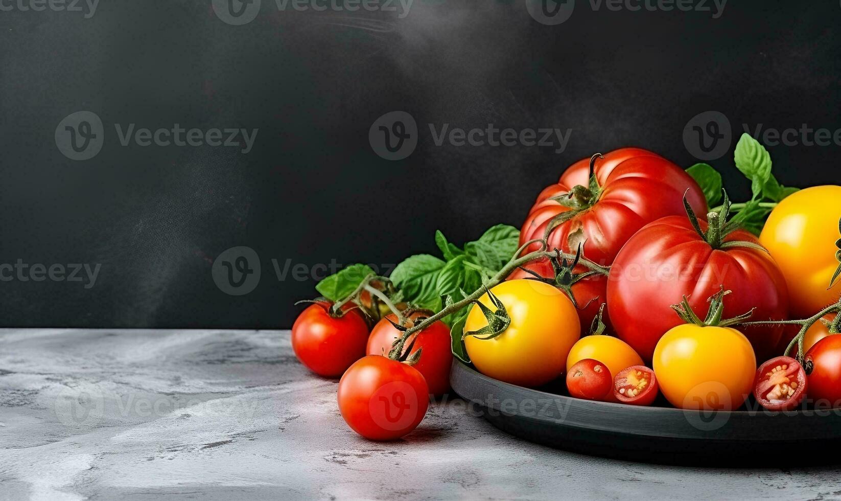 frisch Tomate Foto Hintergrund mit Kopieren Raum Bereich. ai generativ