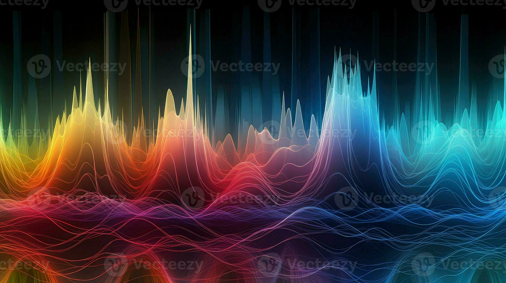 Musik- Schallwelle Spektrum Erkundung ai generiert foto