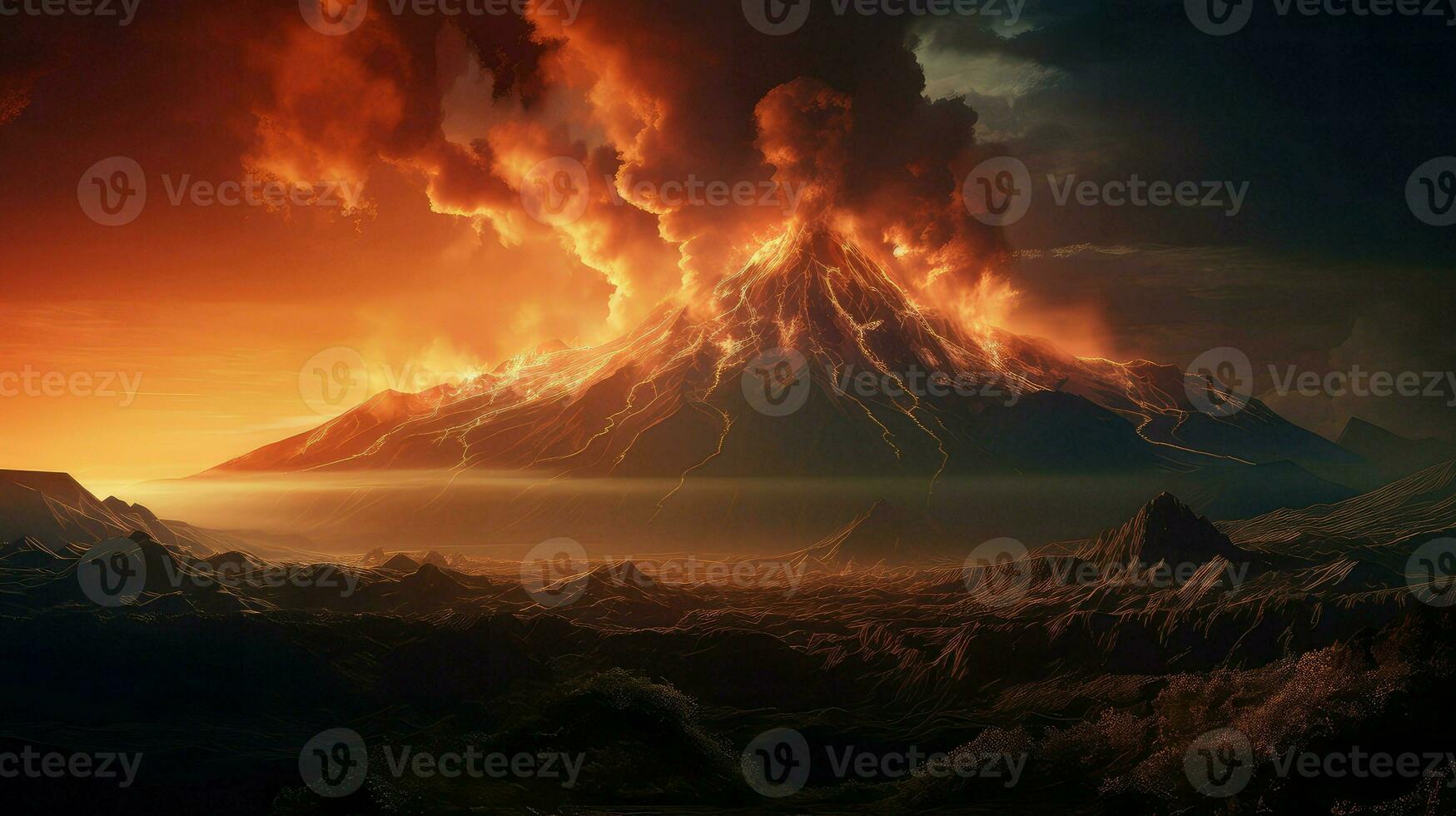 Berg vulkanisch Grat Berge ai generiert foto