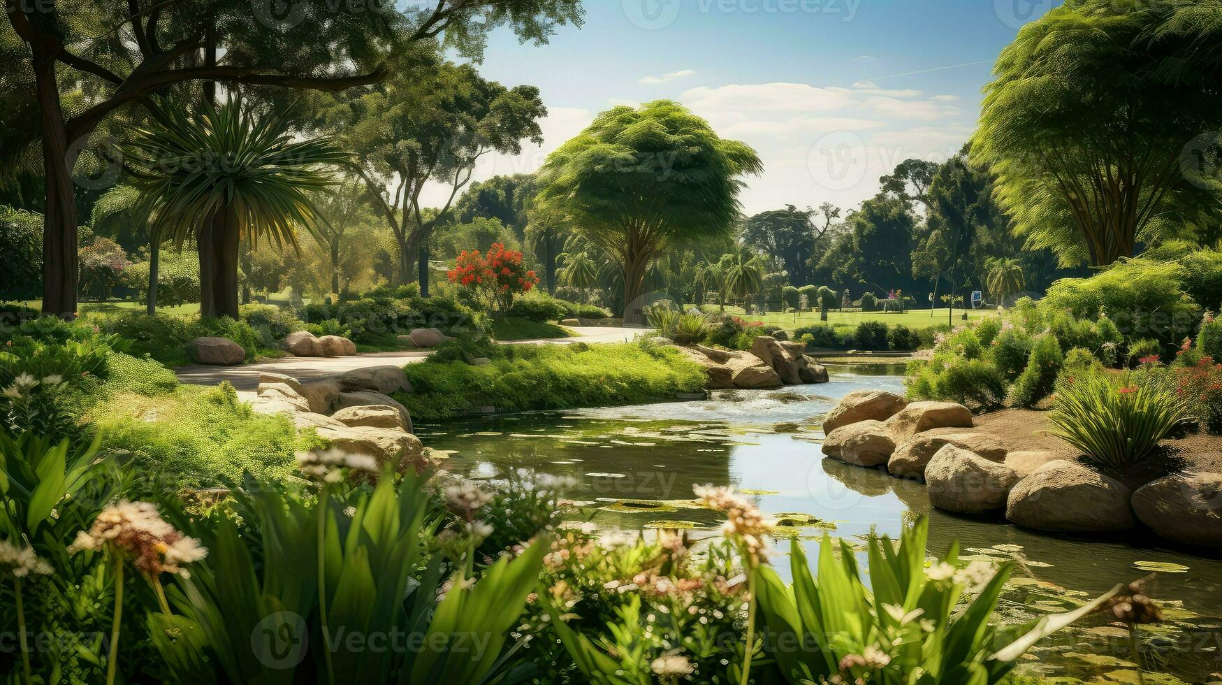 draussen Landschaft botanisch Gardens ai generiert foto