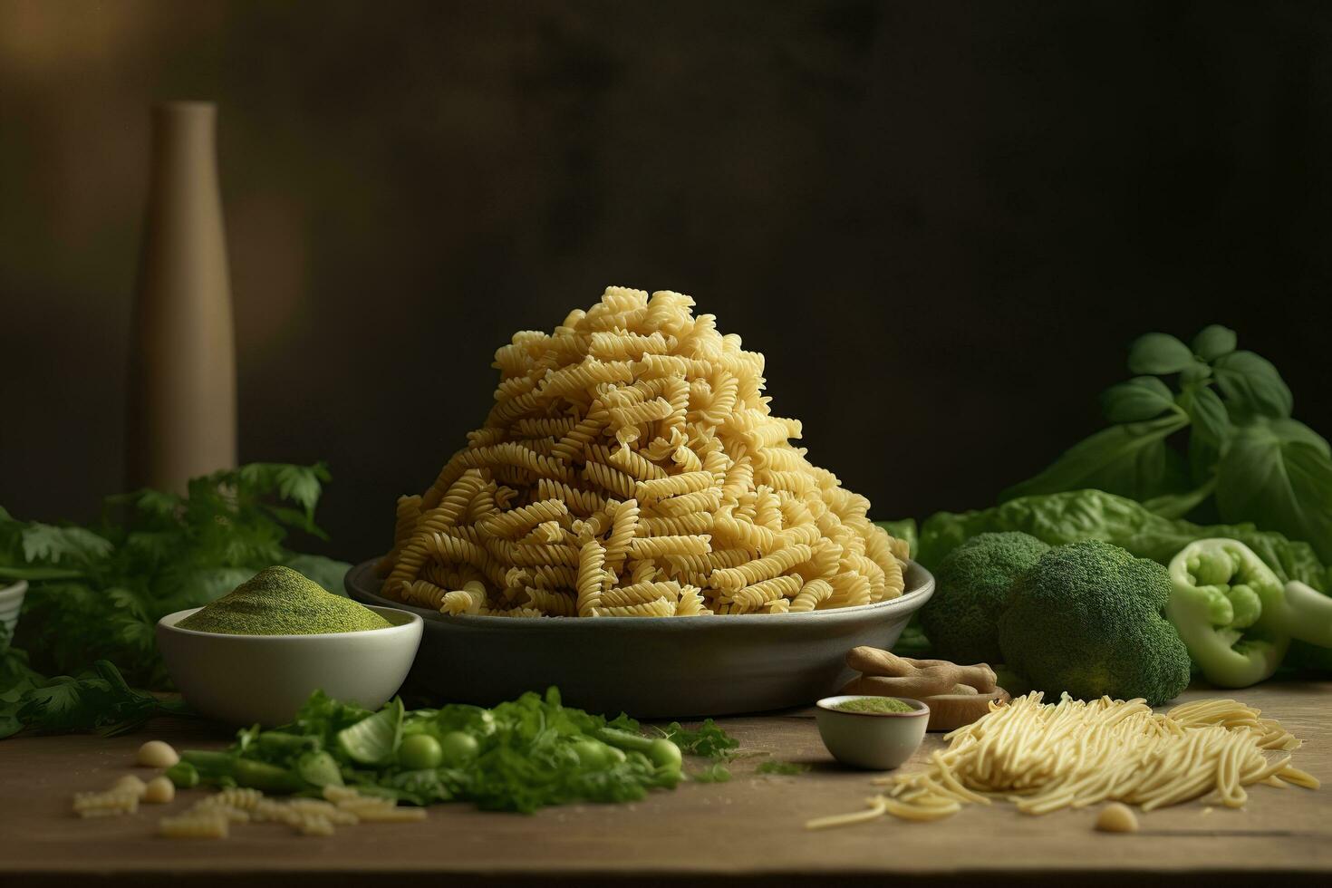 ein Stapel von Nudeln Essen ai generiert foto