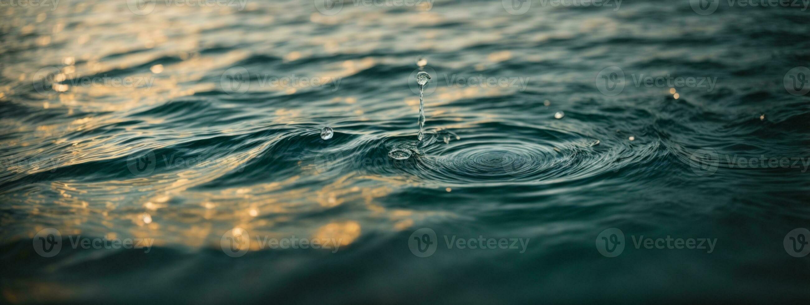 klar Wasser fallen mit kreisförmig Wellen. ai generiert foto