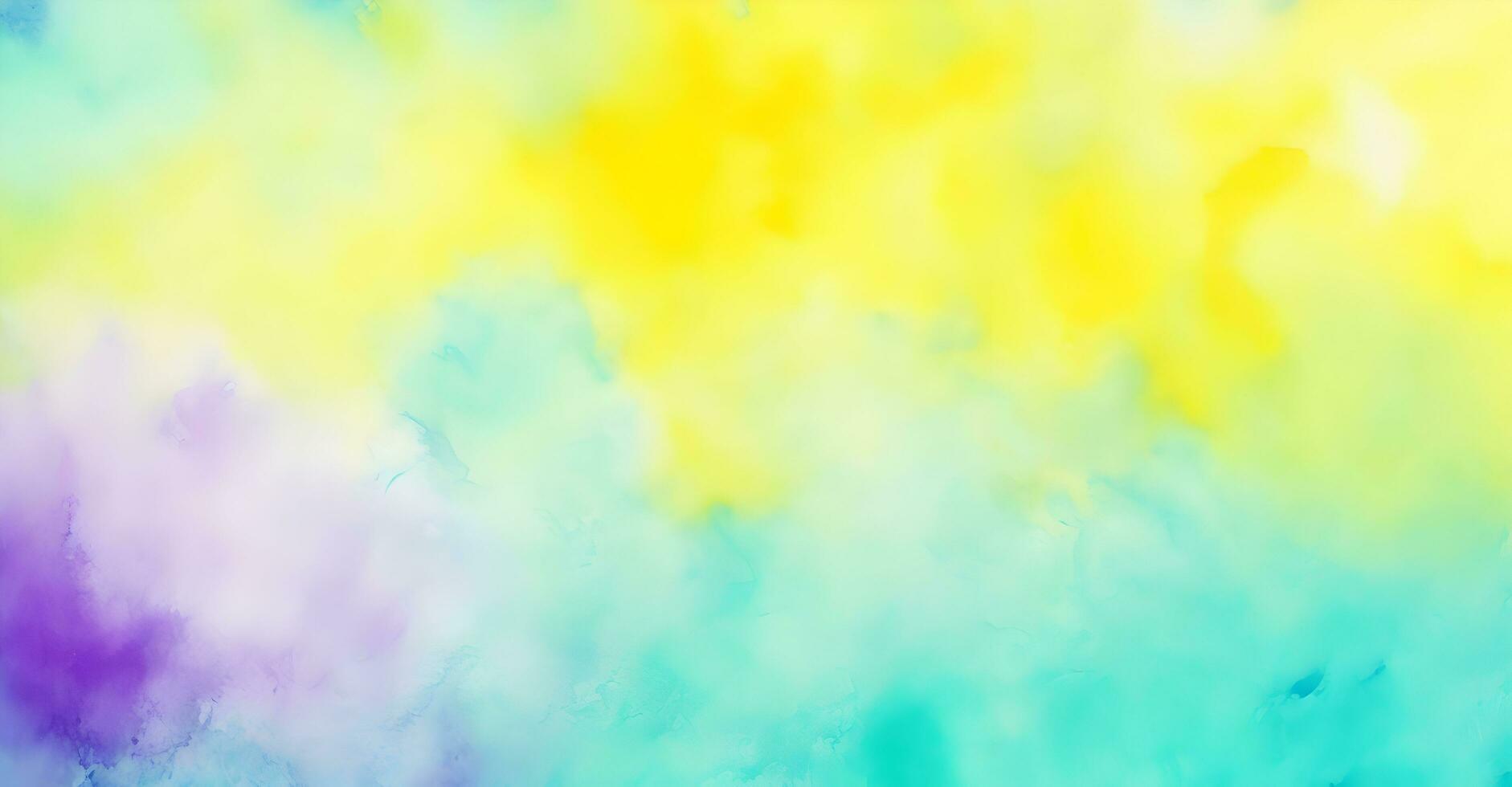 Gelb lila blaugrün Türkis abstrakt Aquarell. bunt Kunst Hintergrund mit Raum zum Design. ai generativ foto