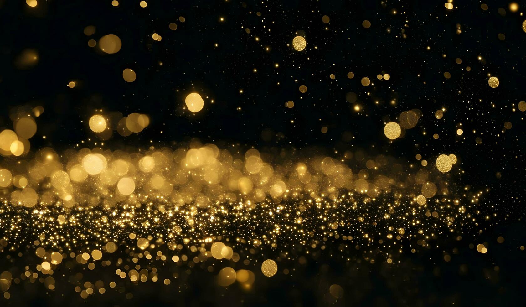 golden funkeln Jahrgang Beleuchtung schwarz Hintergrund. ai generativ foto