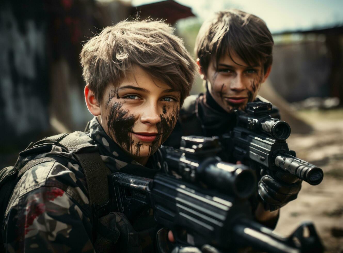 Menschen spielen Paintball foto