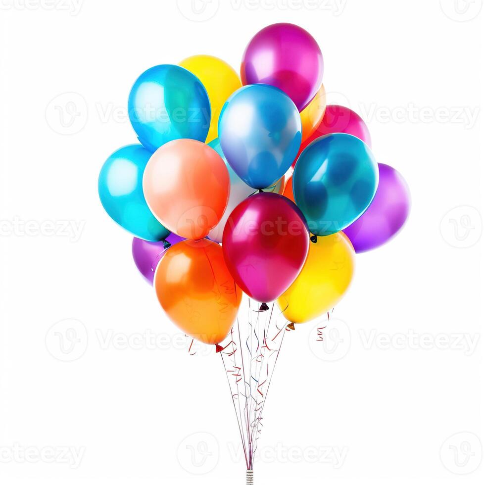 Luftballons auf Weiß Hintergrund. generativ ai foto