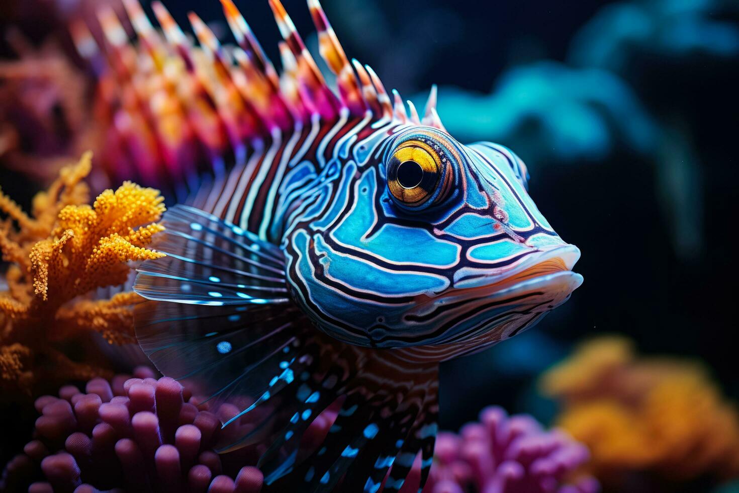 atemberaubend schließen UPS Hervorheben beschwingt Farben und Texturen von Koralle Riffe unter Wasser foto