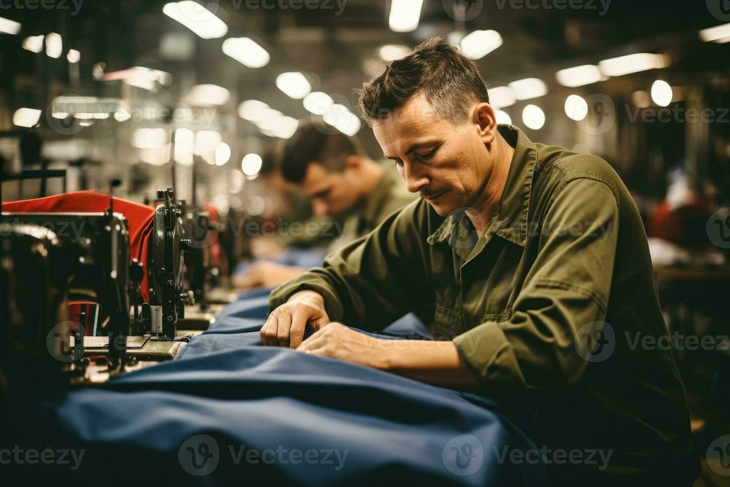 gewidmet Handwerker vorsichtig Abfassung Muster zum Kleidungsstück Schaffung im ein Fabrik foto
