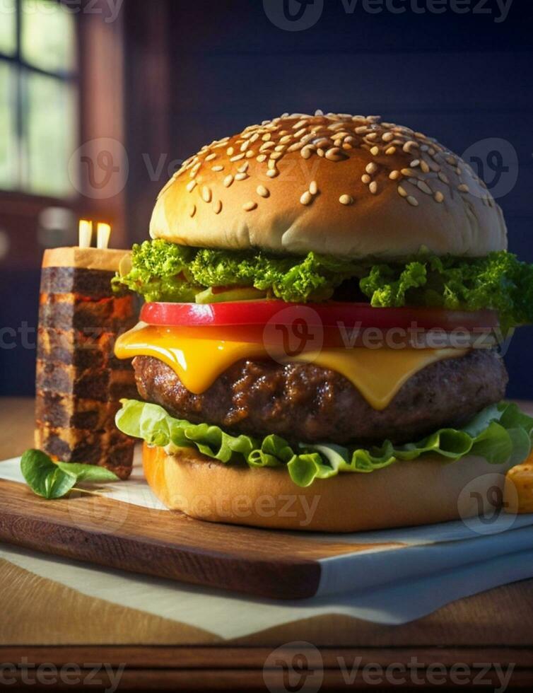 Käse Burger ai generiert foto