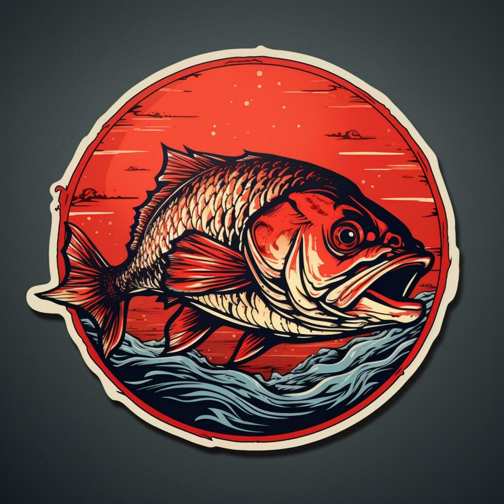 Ozean mit rot Fisch Logo Kunst auf Hintergrund foto