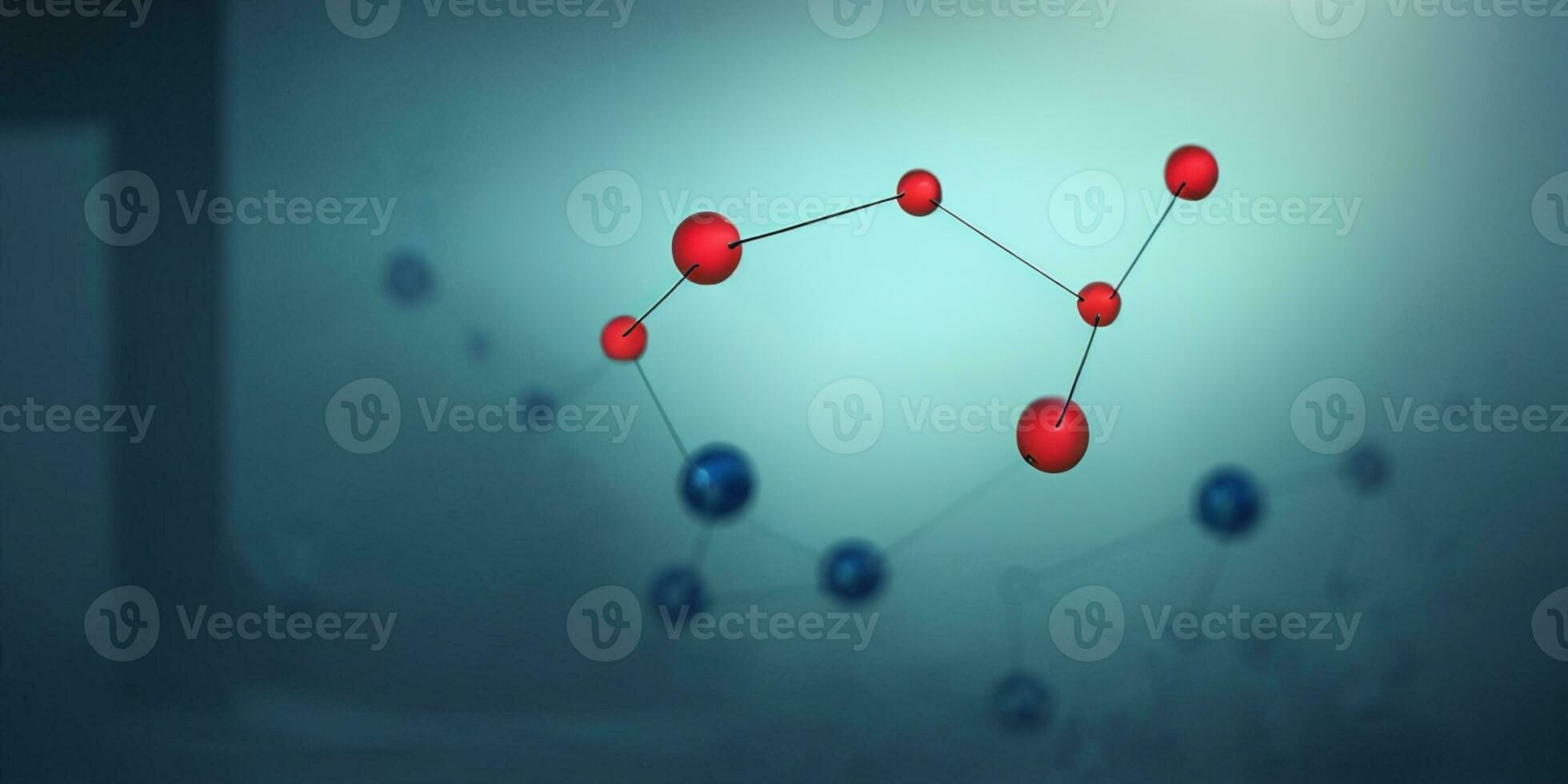 3d Illustration von Molekül Modell. Wissenschaft Hintergrund Witz. ai generiert foto