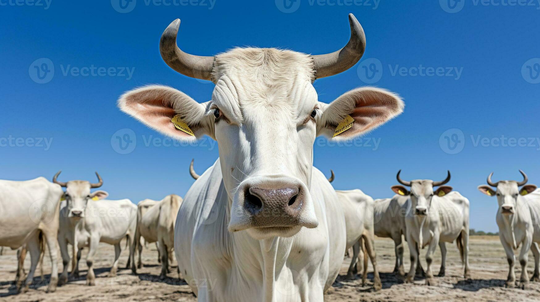 Foto von ein Zebu Brahman das Vieh im das Ackerland. generativ ai