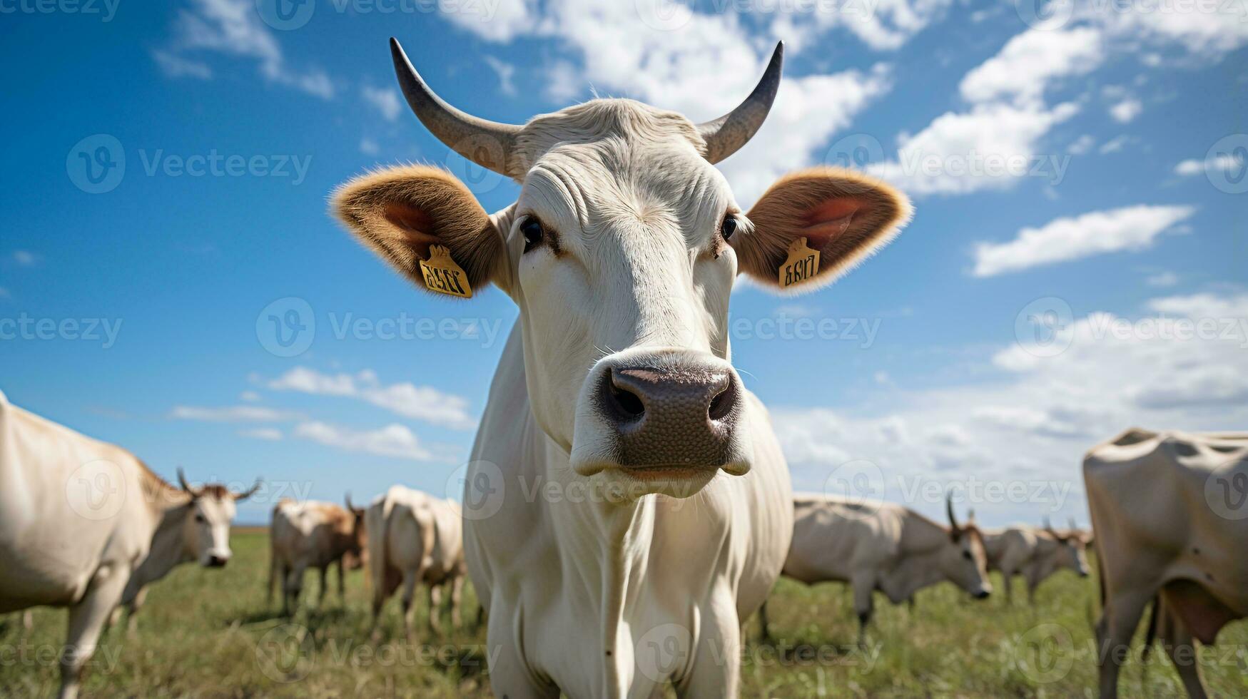 Foto von ein Zebu Brahman das Vieh im das Ackerland. generativ ai