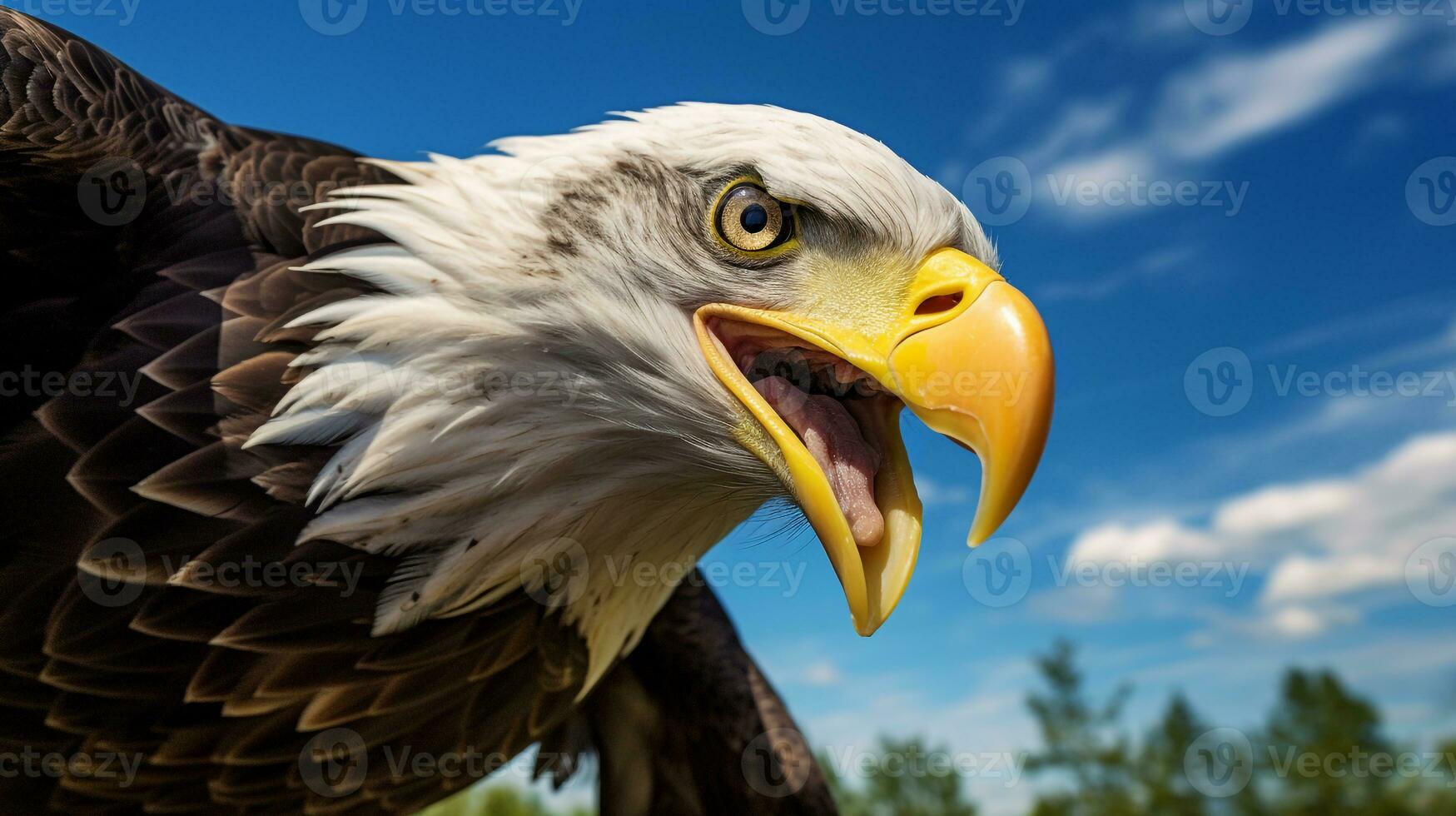 Foto von ein Adler unter Blau Himmel. generativ ai