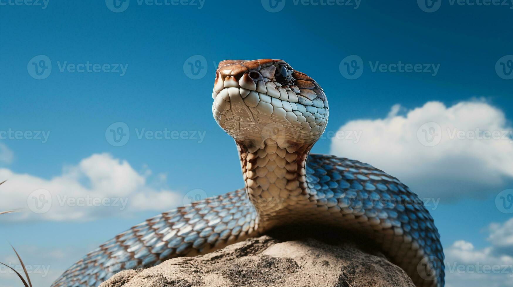 Foto von ein Kobra unter Blau Himmel. generativ ai
