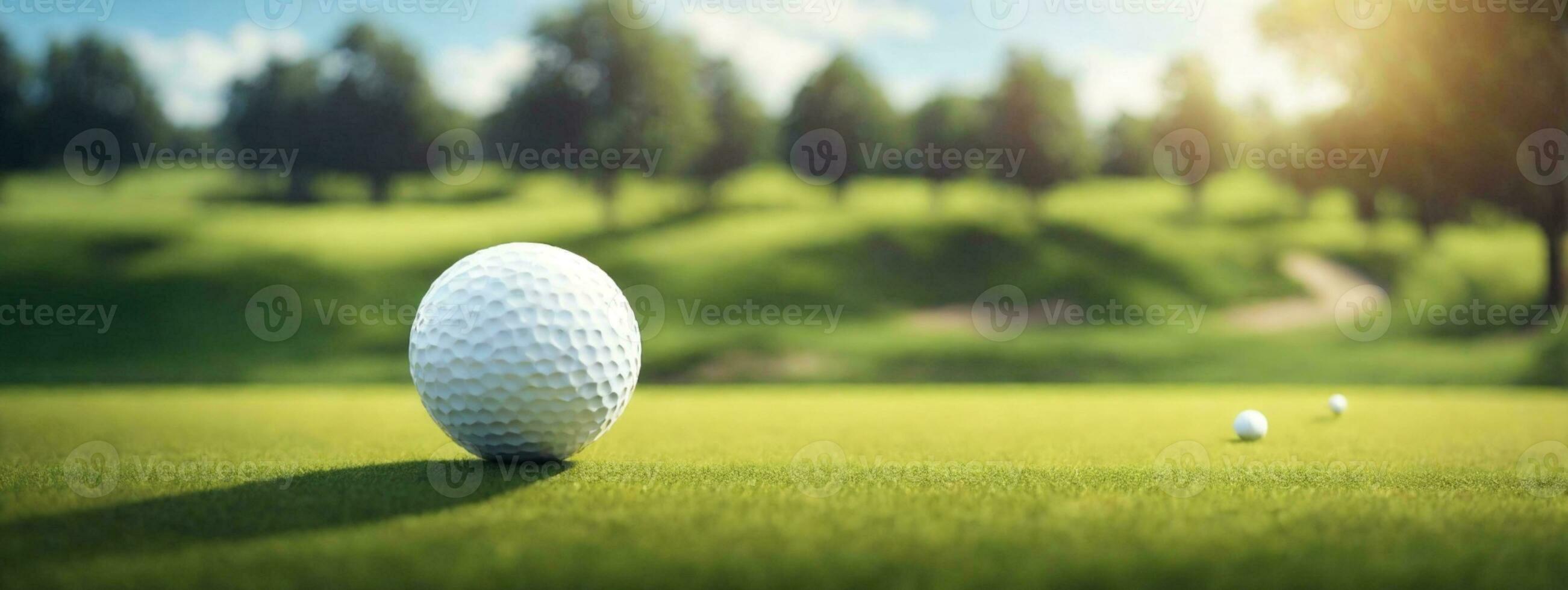 Golfball auf Kurs. ai generiert foto