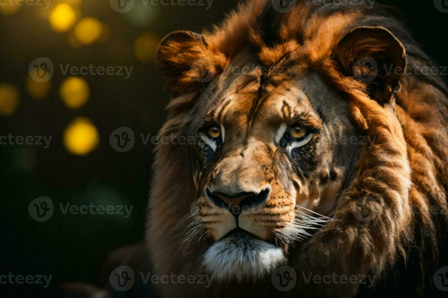 Löwe König isoliert auf schwarz. ai generiert foto