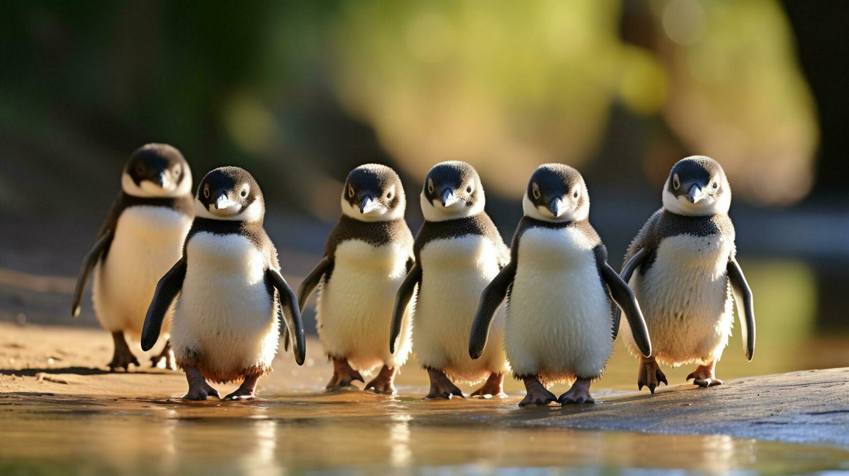 watscheln Wunder ein spielerisch Pinguin Parade, ai generativ foto