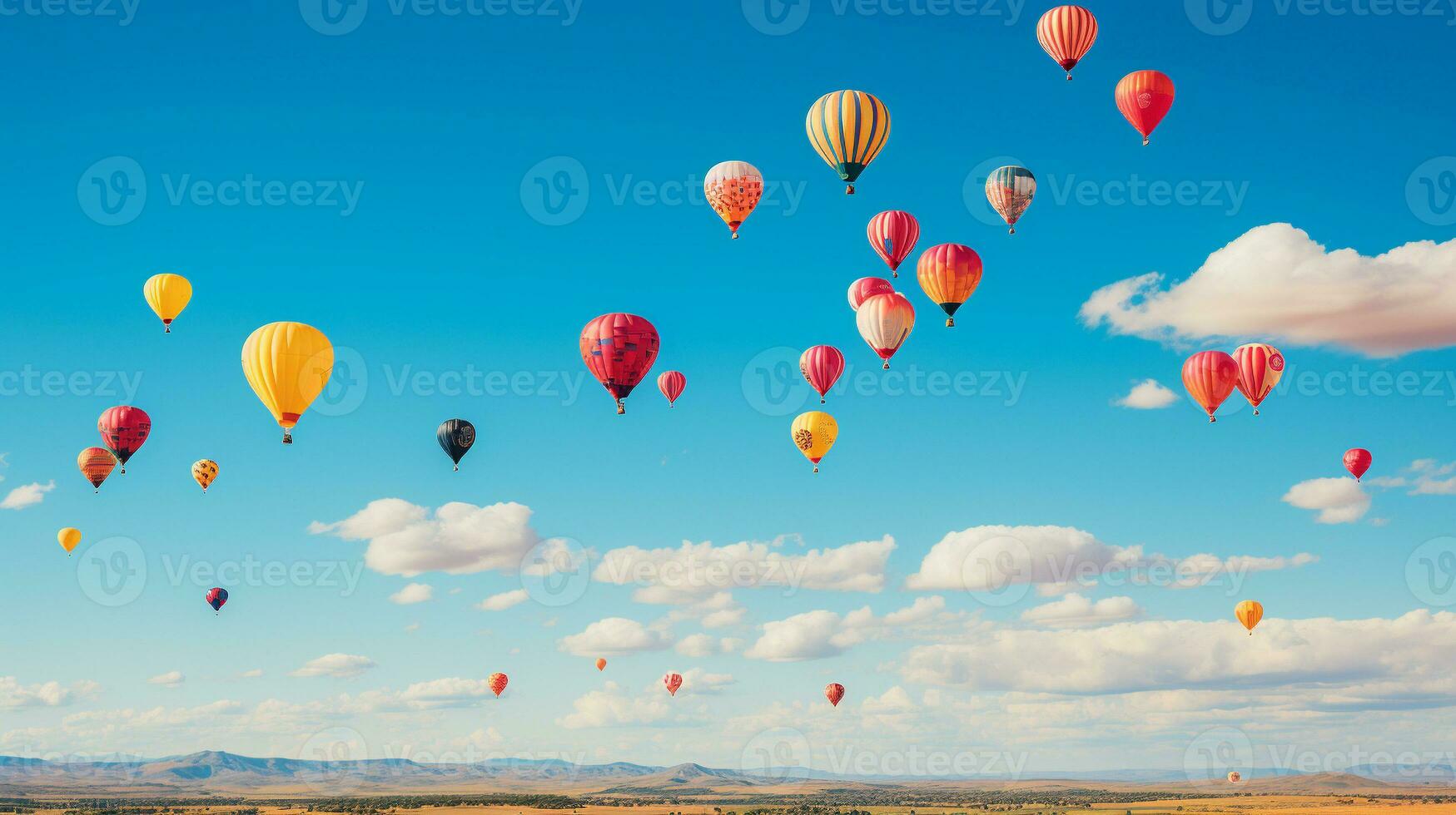 bunt heiß Luft Luftballons hochfliegend Über atemberaubend Landschaften foto