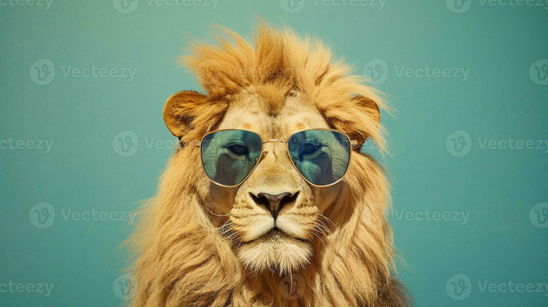 generativ ai, cool König von das Urwald Löwe Sport Sonnenbrille foto