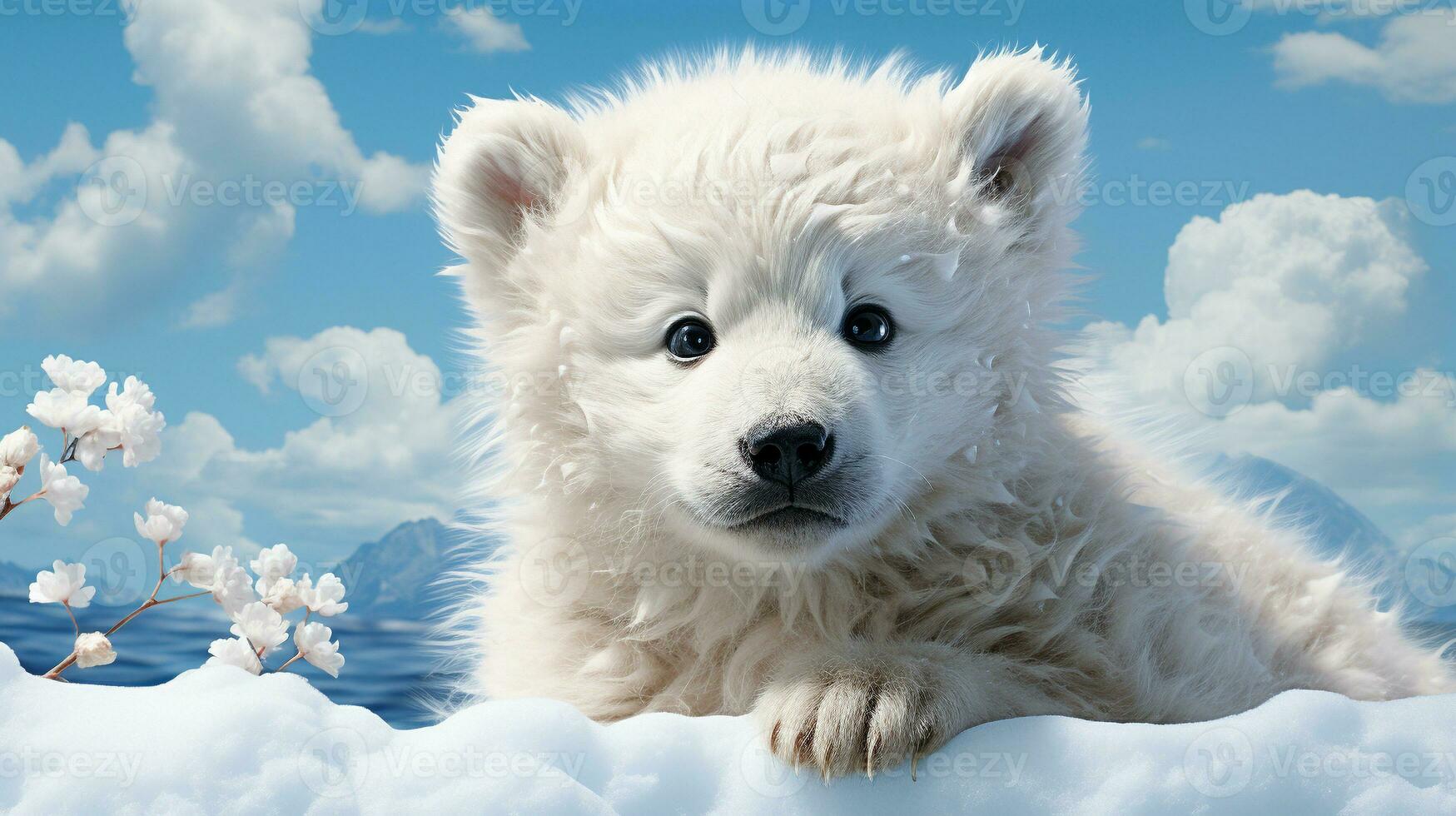 Arktis Majestät Polar- Bär im Schnee Wald, ai generativ foto