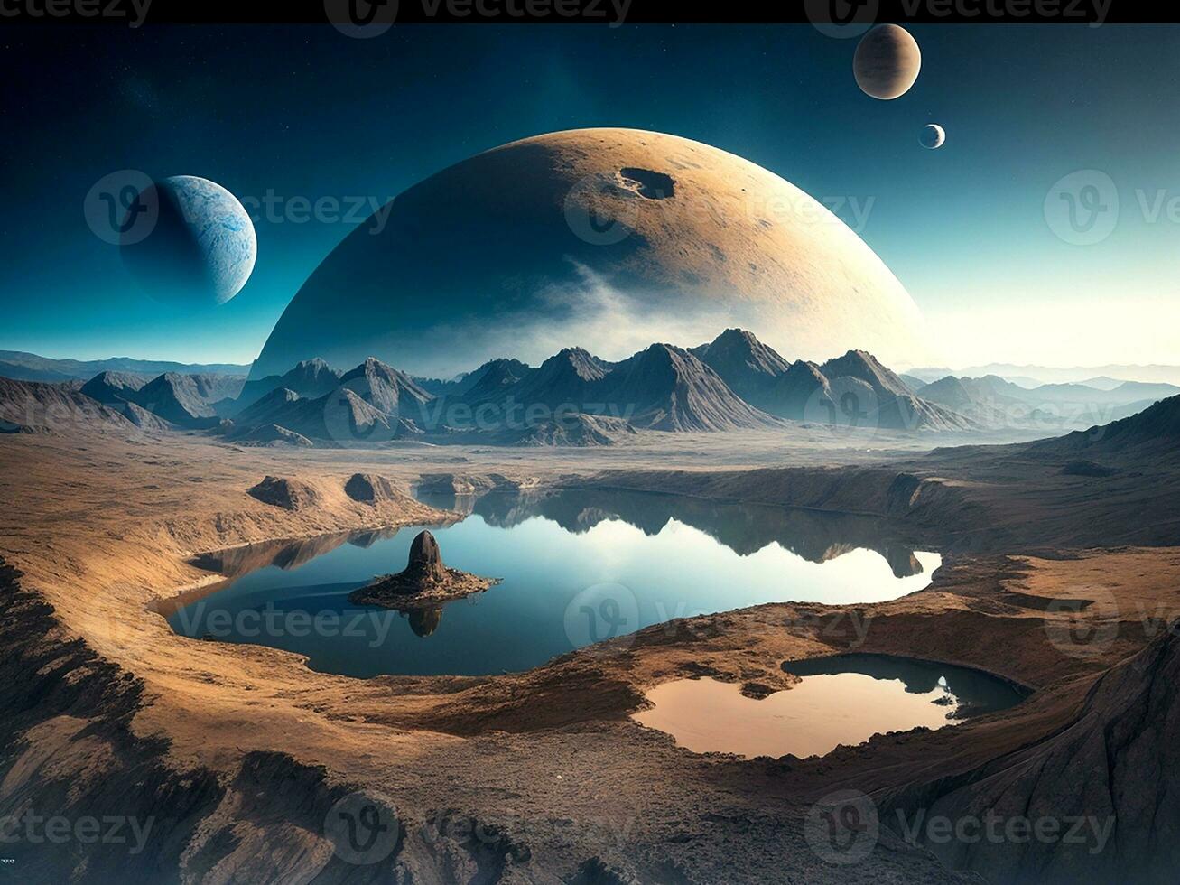 Landschaft Bild mit das Planet. generativ ai foto